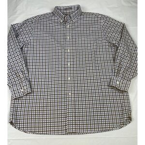 Daniel Cremieux Signature Non-Iron Check Shirt Mens XL Blue Brown Cotton Casual